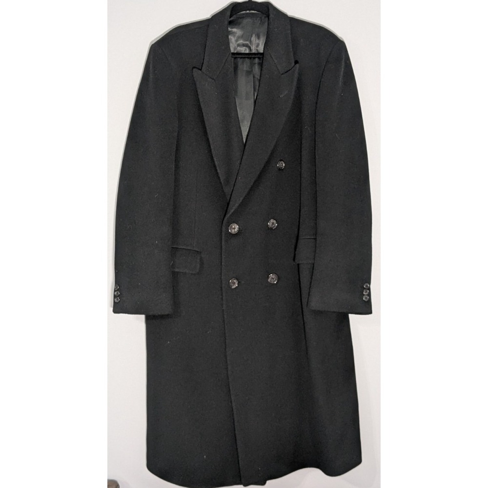 Vintage Hammersley Double Breasted Wool Cashmere Blend Overcoat Made England 46L